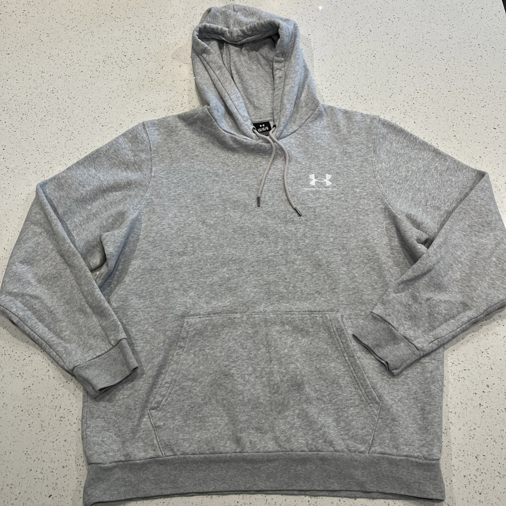 Under Armour Hoodie Gray Pullover Kangaroo Pocket Logo Men's Size Large